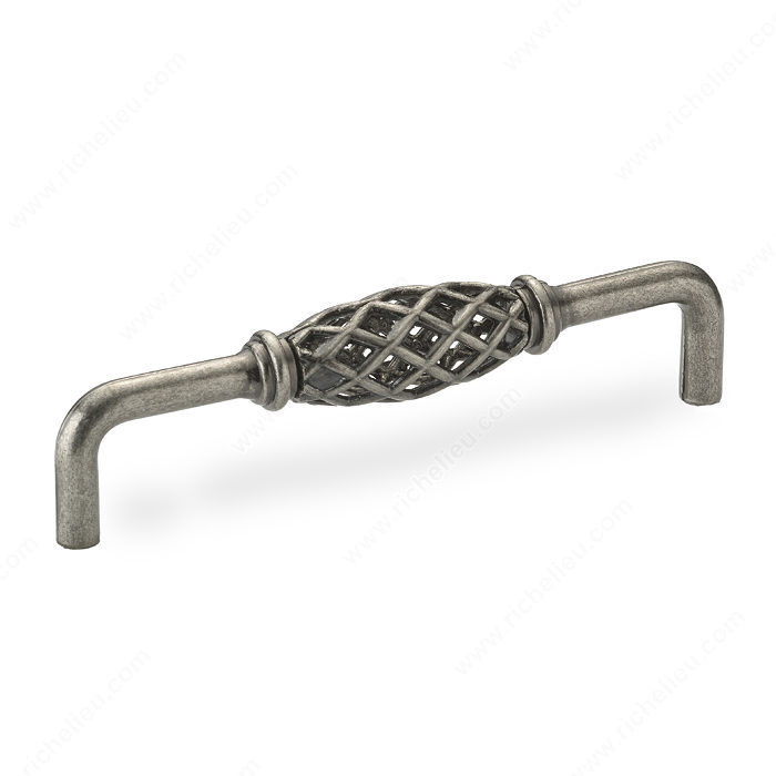 Traditional Metal Pull - 7671, Center to Center 128 mm, Finish Natural Iron, Length - Overall Dimensions 138 mm