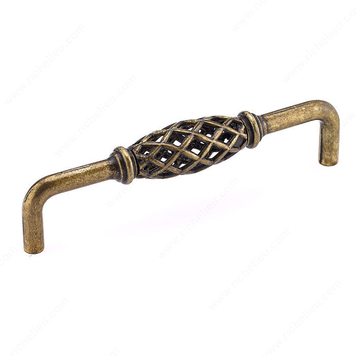 Traditional Metal Pull - 7671, Center to Center 128 mm, Finish Regency Brass, Length - Overall Dimensions 138 mm