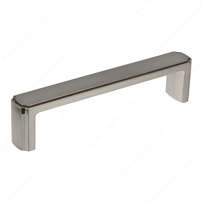 Transitional Metal Pull - 770, Center to Center 128 mm, Finish Brushed Nickel, Projection - Overall Dimensions 32 mm