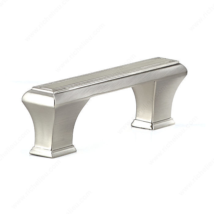 Traditional Metal Pull - 7759, Center to Center 96 mm, Finish Brushed Nickel, Length - Overall Dimensions 116 mm