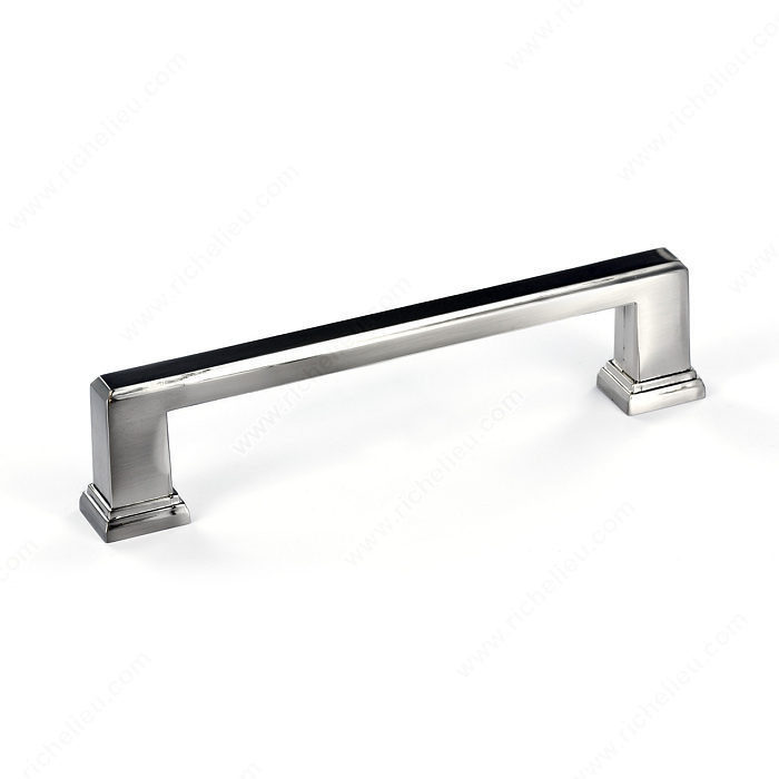 Transitional Metal Pull - 795, Center to Center 128 mm, Finish Brushed Nickel, Length - Overall Dimensions 148 mm