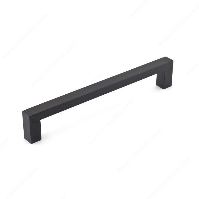Contemporary Metal and Aluminum Pull - 801, Center to Center 128 mm, Finish Matte Black, Length - Overall Dimensions 141 mm PRO-PACK 2