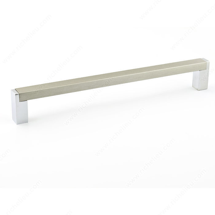 Contemporary Metal and Aluminum Pull - 801, Center to Center 256 mm, Finish Chrome, Length - Overall Dimensions 269 mm