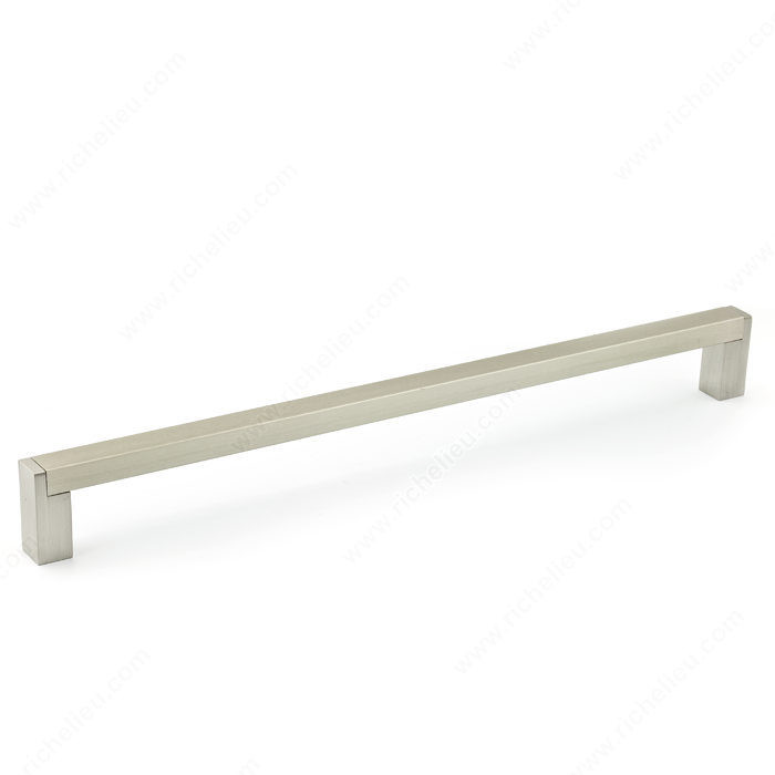 Contemporary Metal and Aluminum Pull - 801, Center to Center 256 mm, Finish Brushed Nickel, Length - Overall Dimensions 269 mm