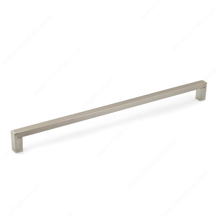 Contemporary Metal and Aluminum Pull - 801, Center to Center 320 mm, Finish Brushed Nickel, Length - Overall Dimensions 333 mm