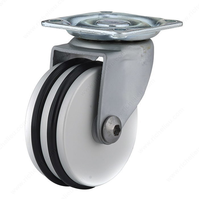 Contemporary Aluminim/Black Furniture Caster - Swivel, Caster for indoor use only that combines design and functionality.,