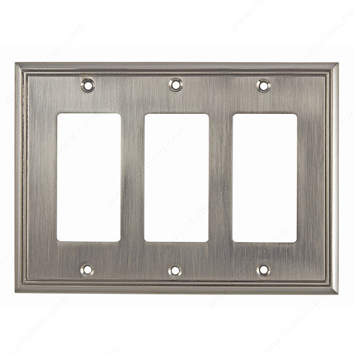 Switch plate 3 Decora - Contemporary Style, Finish Brushed Nickel