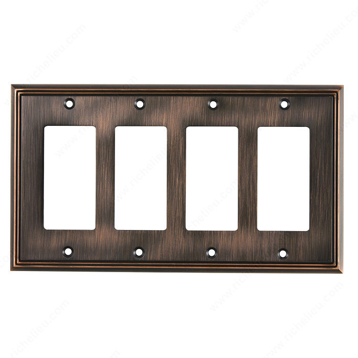 Switch plate 4 Decora - Contemporary Style, Finish Brushed Oil-Rubbed Bronze