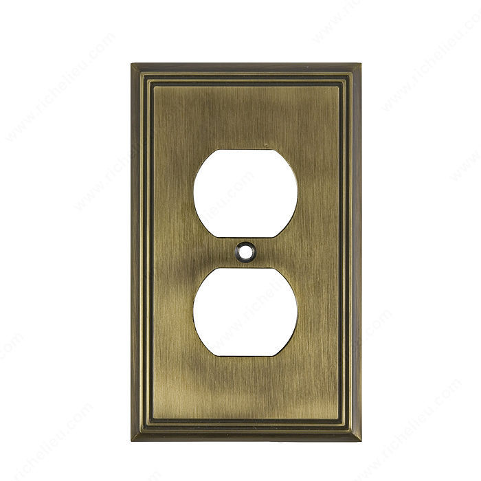 Switch plate Double Receptacle - Contemporary Style, Finish Antique English