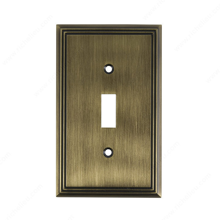 Switch Plate 1 Toggle Entry - Contemporary Style, Finish Antique English