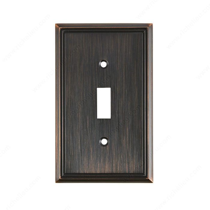 Switch Plate 1 Toggle Entry - Contemporary Style, Finish Brushed Oil-Rubbed Bronze