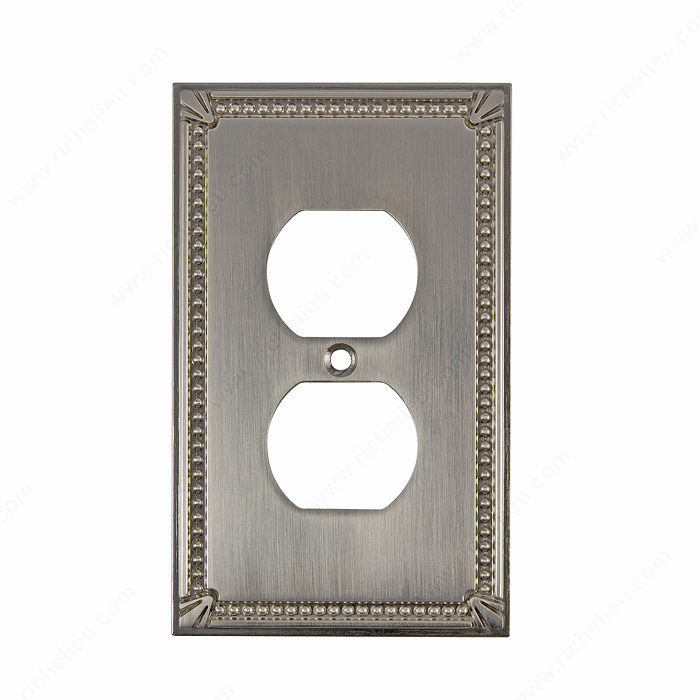 Switch plate Double Receptacle - Traditional Style, Finish Brushed Nickel
