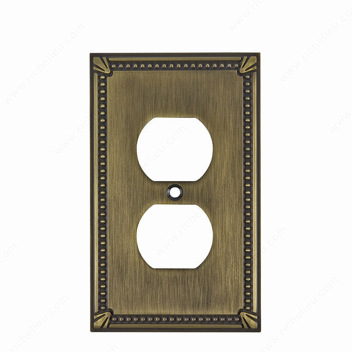 Switch plate Double Receptacle - Traditional Style, Finish Antique English