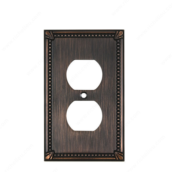 Switch plate Double Receptacle - Traditional Style, Finish Brushed Oil-Rubbed Bronze
