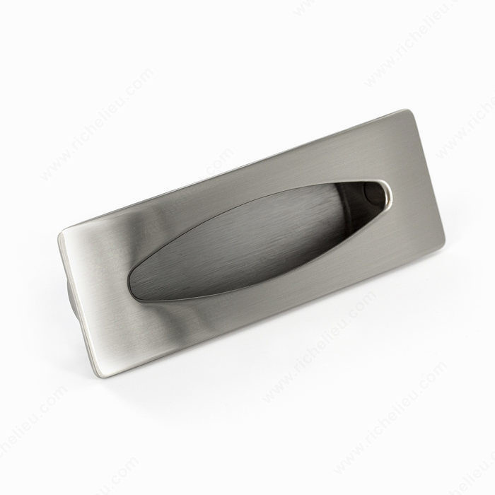 Contemporary Recessed Metal Pull - 870, Recommended for cabinet sliding door applications., Center to Center 3 in, Finish Brushed Nickel PRO-PACK 2