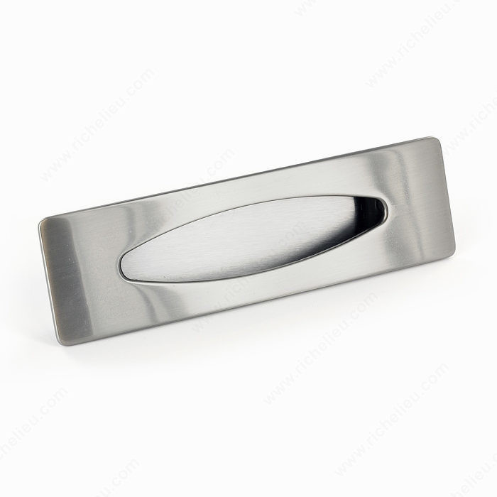 Contemporary Recessed Metal Pull - 870, Recommended for cabinet sliding door applications., Center to Center 96 mm, Finish Brushed Nickel