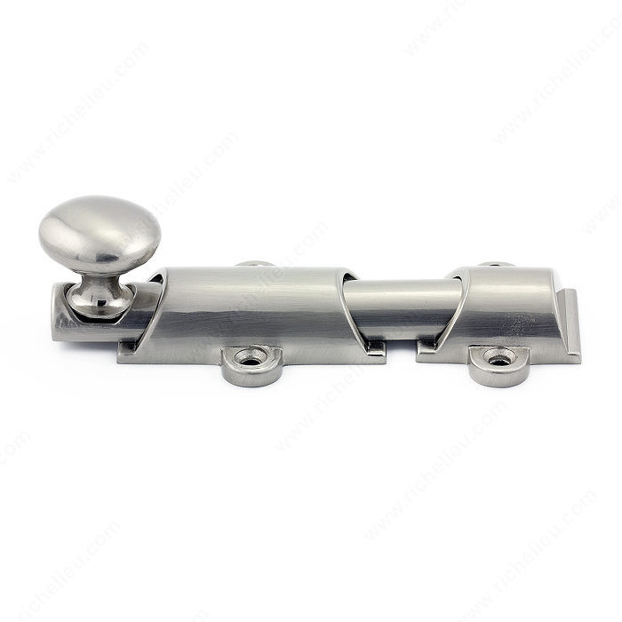 Traditional Metal Surface Bolt - 8910, Finish Brushed Nickel, Length - Overall Dimensions 100 mm