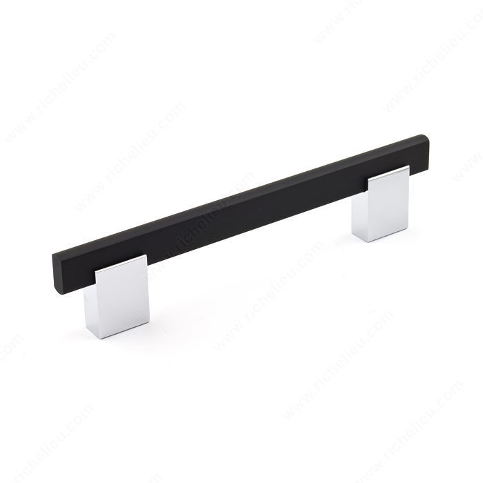 Contemporary Metal and Aluminum Pull - 905, Center to Center 96 mm, Finish Matte Black / Chrome, Length - Overall Dimensions 128 mm PRO-PACK 2