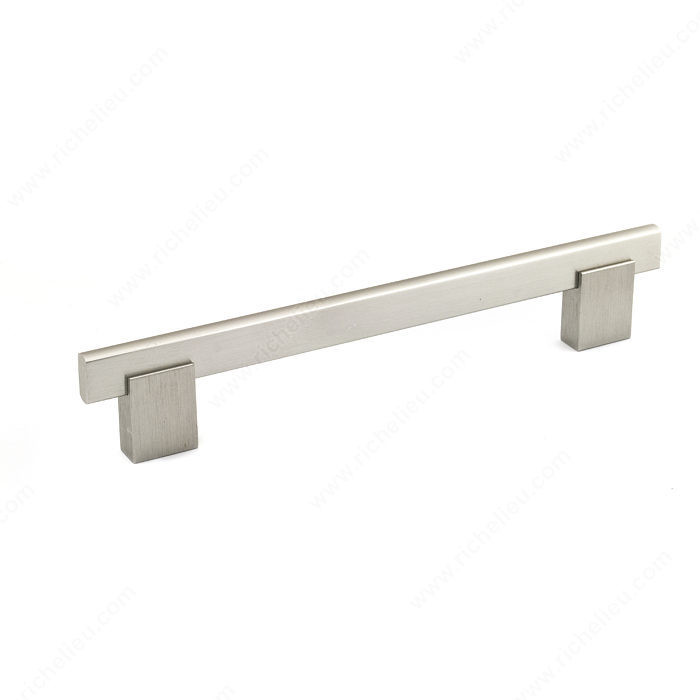 Contemporary Metal and Aluminum Pull - 905, Center to Center 160 mm, Finish Brushed Nickel, Length - Overall Dimensions 192 mm