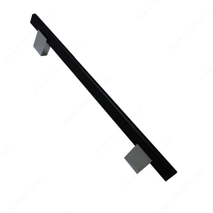 Contemporary Metal and Aluminum Pull - 905, Center to Center 192 mm, Finish Matte Black / Chrome, Length - Overall Dimensions 224 mm