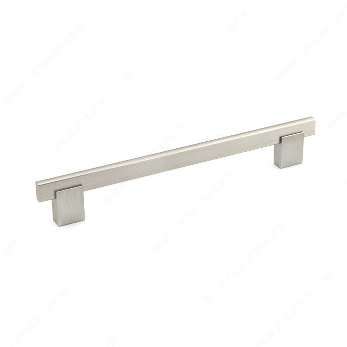Contemporary Metal and Aluminum Pull - 905, Center to Center 192 mm, Finish Brushed Nickel, Length - Overall Dimensions 224 mm