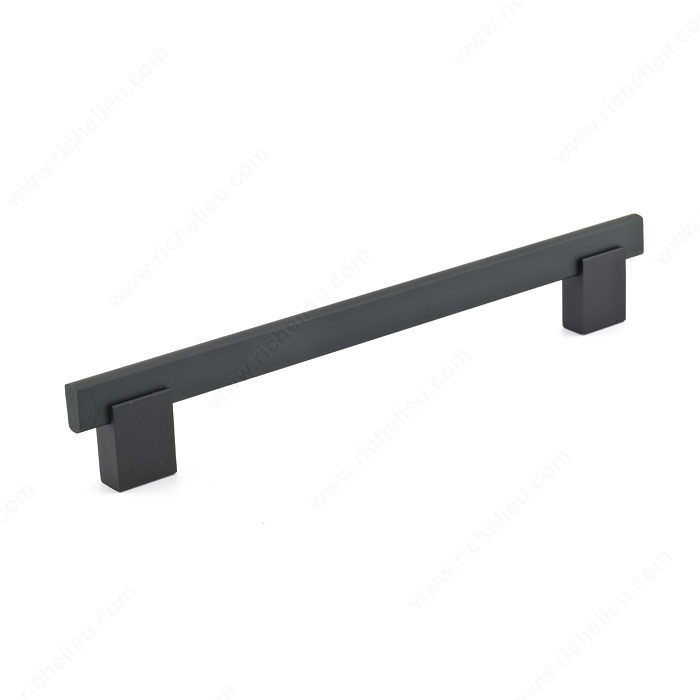 Contemporary Metal and Aluminum Pull - 905, Center to Center 192 mm, Finish Matte Black, Length - Overall Dimensions 224 mm