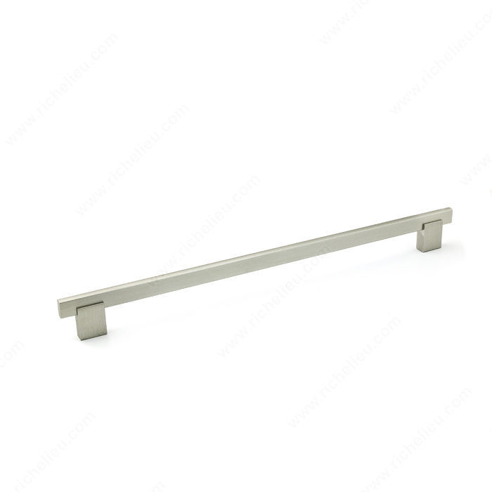 Contemporary Metal and Aluminum Pull - 905, Center to Center 256 mm, Finish Brushed Nickel, Length - Overall Dimensions 288 mm