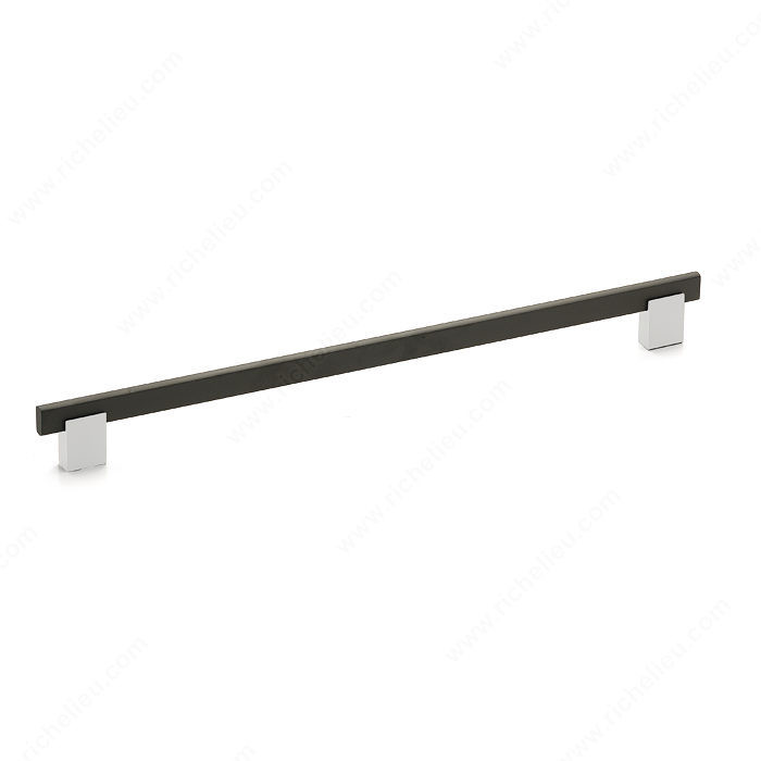 Contemporary Metal and Aluminum Pull - 905, Center to Center 320 mm, Finish Matte Black / Chrome, Length - Overall Dimensions 352 mm