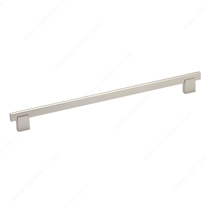 Contemporary Metal and Aluminum Pull - 905, Center to Center 320 mm, Finish Brushed Nickel, Length - Overall Dimensions 352 mm