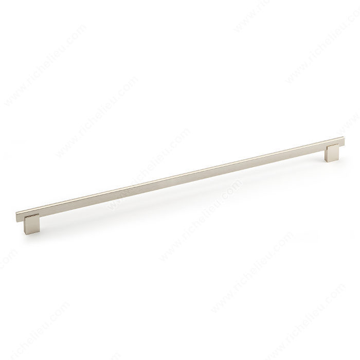 Contemporary Metal and Aluminum Pull - 905, Center to Center 480 mm, Finish Brushed Nickel, Length - Overall Dimensions 512 mm