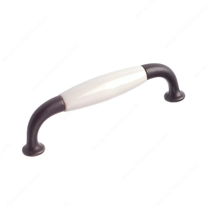 Traditional Metal and Ceramic Pull - 9700, Finish Wrought Iron / White PRO-PACK 2