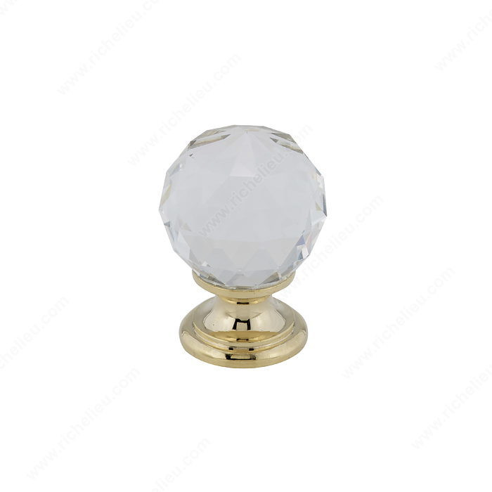 Traditional Brass and Crystal Knob - 9993,