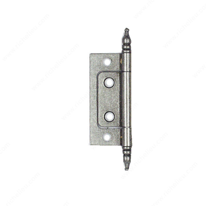 Steel Hinge - Non-Mortise, Finish Dark Silver, Style Finial Tip, Length 2 in, Screw/Nail Included