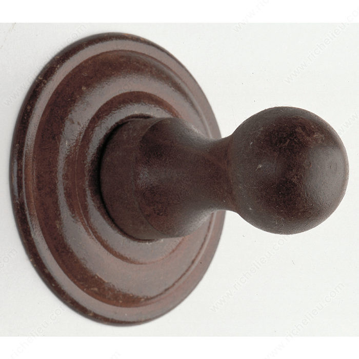 Champagne Series Hook, Finish Rust, Diameter - Overall Dimensions 2 1/4 in, Projection - Overall Dimensions 2 1/8 in