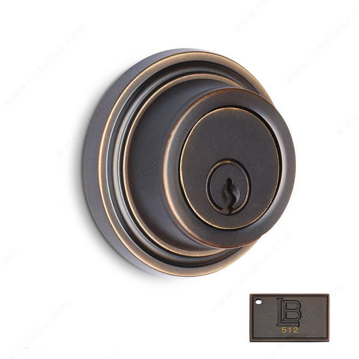 Auxiliary Deadbolt, Single Cylinder, 2.38 - California, Finish Brushed Oil-Rubbed Bronze