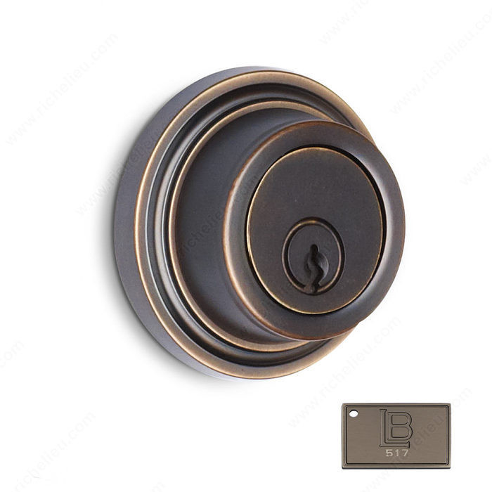 Auxiliary Deadbolt, Single Cylinder, 2.38 - California, Finish Brushed Antique Nickel