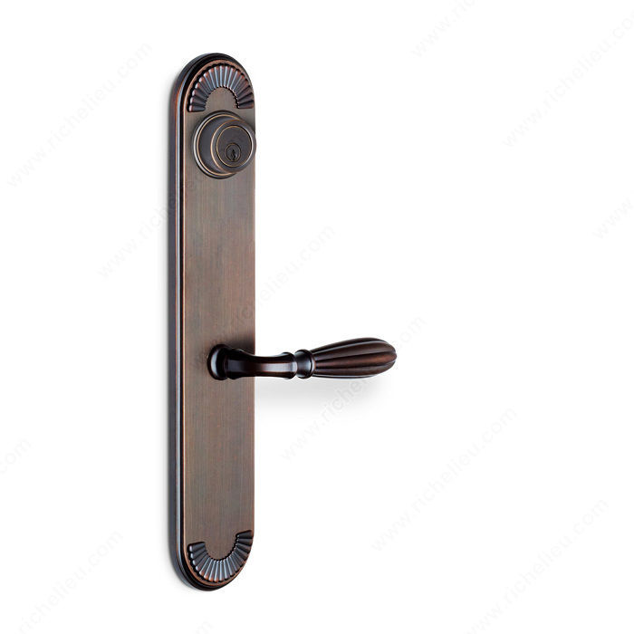 Right Deadbolt Escutcheon, Double Cylinder, Lever L5/L5, 2.38 - California, Finish PVD Brushed Nickel
