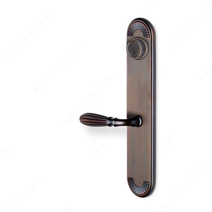 Left Deadbolt Escutcheon, Single Cylinder, Lever L5/L5, 2.38 - California, Finish PVD Polished Nickel
