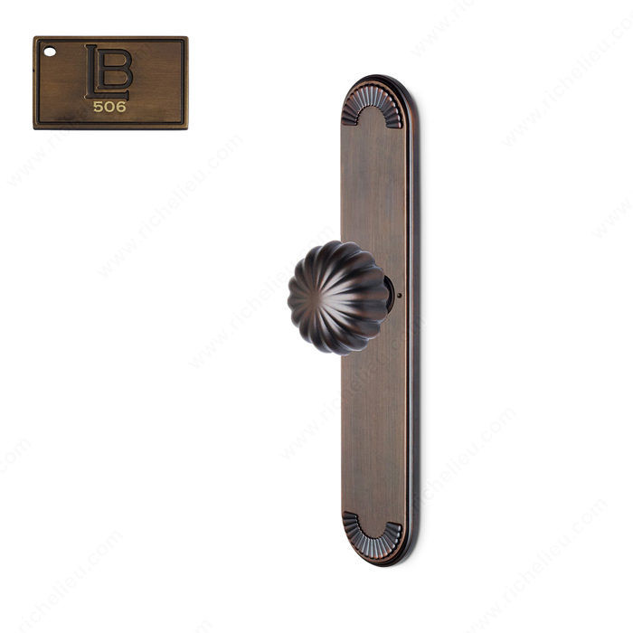 Left Escutcheon Privacy Set, Knob K5, 2.75 - California, Finish Brushed Antique Brass