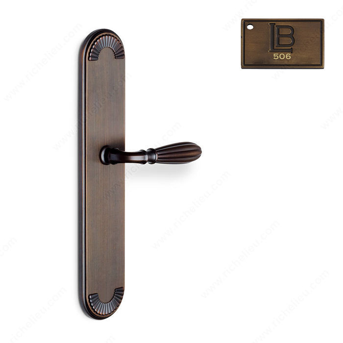 Right Escutcheon Privacy Set, Lever L5, 2.38 - California, Finish Brushed Antique Brass