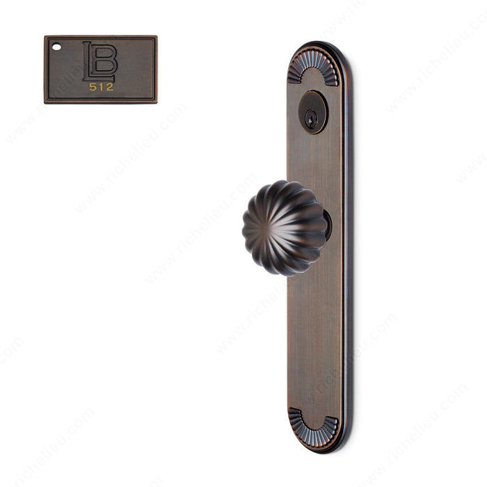 Left Hand Reverse Mortise Escutcheon Entry, Knob K5/K5, 2.50 - California, Finish Brushed Oil-Rubbed Bronze