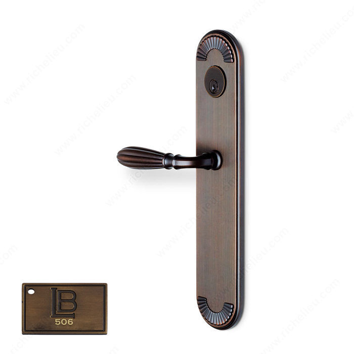 Left Hand Reverse Mortise Escutcheon Entry, Lever L5/L5, 2.50 - California, Finish Brushed Antique Brass