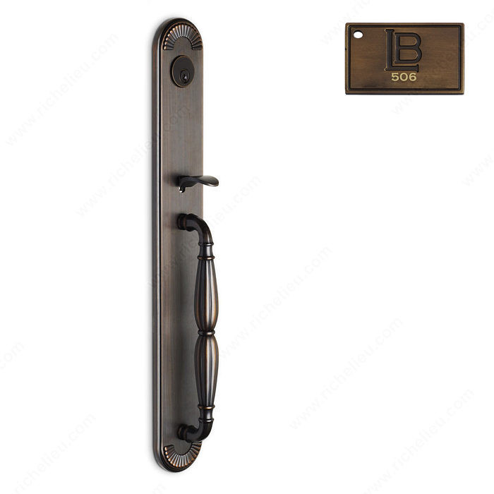 Mortise Handle Full Dummy, Lever L5 - California, Finish Brushed Antique Brass