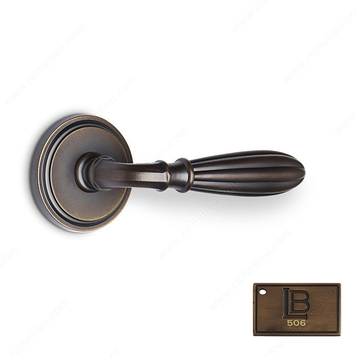 Rosette Passage Set, Lever L5, 2.75 - California, Finish Brushed Antique Brass
