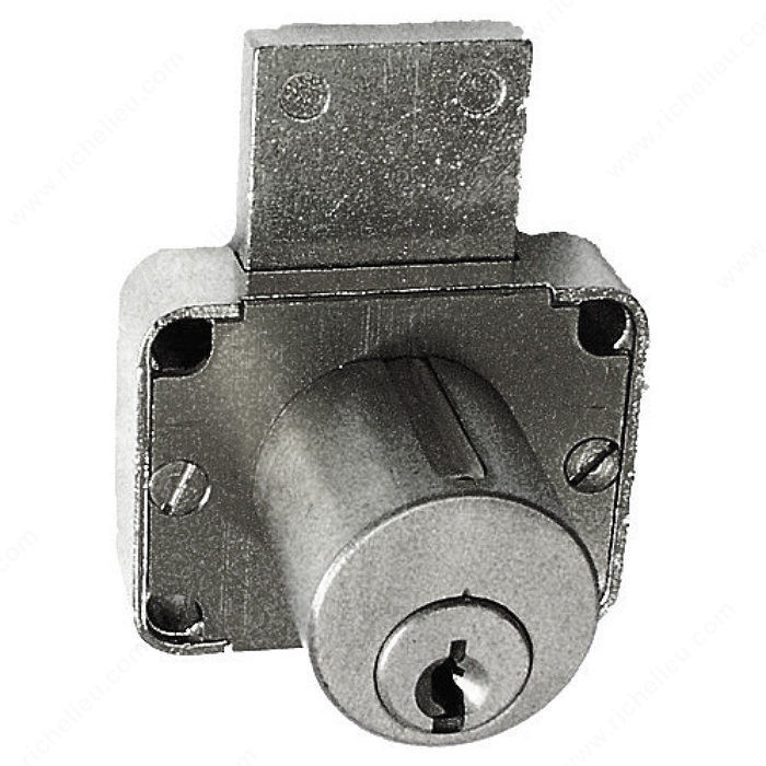 Drawer Lock, Finish Satin Chrome, Length - Cylinder 7/8 in