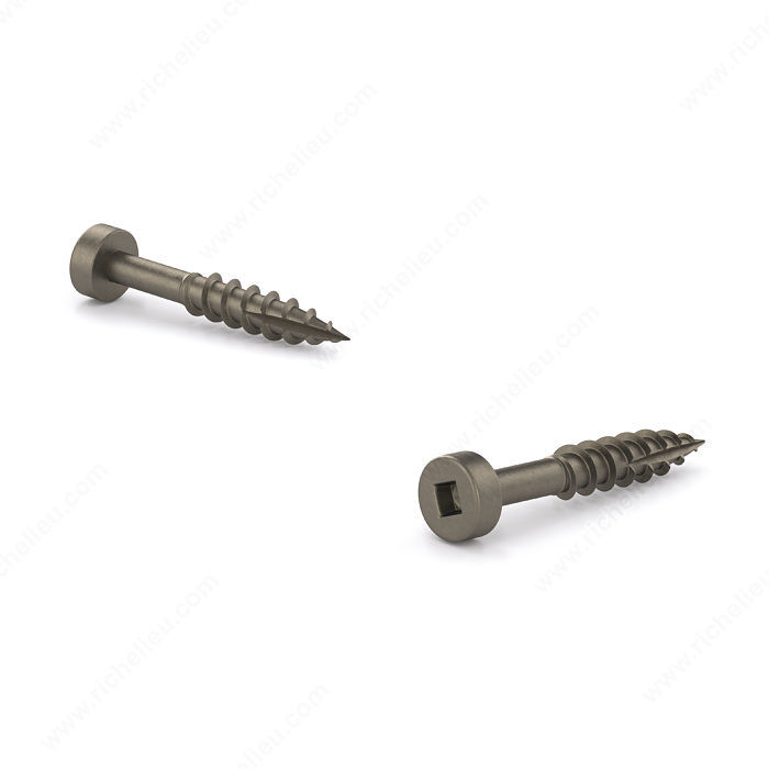 Plain Wood Screw, Fillister head, Square Drive, Coarse Thread, Type 17 Point, Pocket screw without plating, Length 1 1/4 in