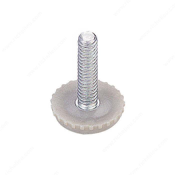 1/4''-20 Leveler - Steel/Plastic, Base diameter 1 1/8 in, Stem Length 1 in, Height - Overall Dimensions 1 1/4 in, Features Without Slot