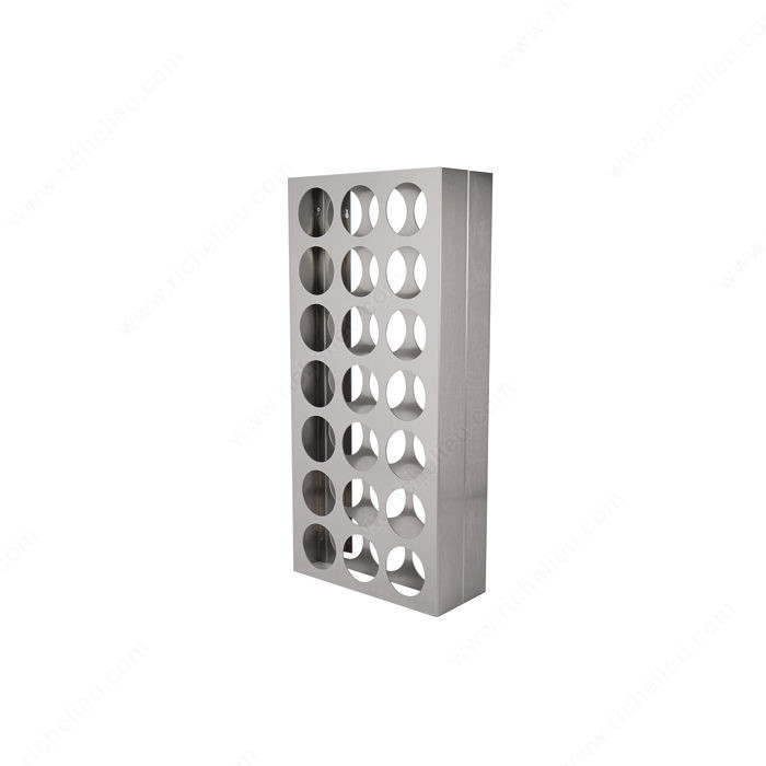 Wall Mounted Wine Rack, Number of Bottles 21, Material Brushed Aluminum, Width 13 7/8 in