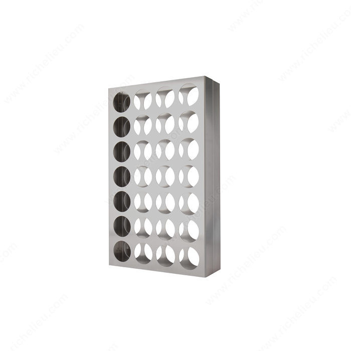 Wall Mounted Wine Rack, Number of Bottles 28, Material Brushed Aluminum, Width 17 7/8 in