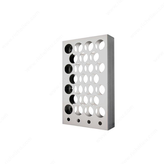 Wall Mounted Wine Rack, Number of Bottles 29, Material Brushed Aluminum, Width 17 7/8 in